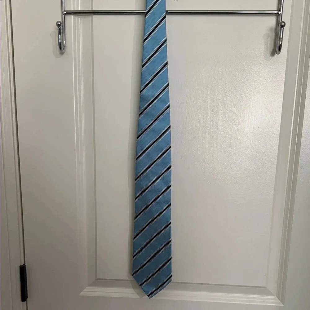 Banana Republic Blue and Black Striped Silk Tie